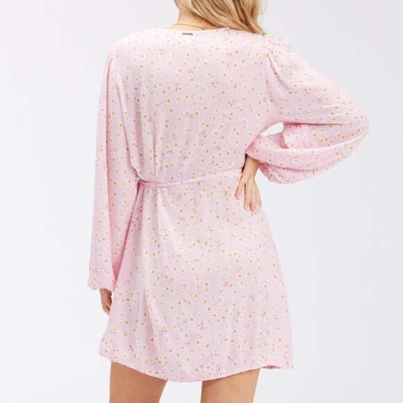 Billabong Spring Romance- Wrap Long Sleeve Floral Dress- Size Small - Picture 4 of 12